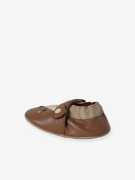 Soft Leather Reindeer Pram Shoes for Babies brown 