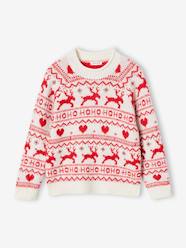 Jacquard Knit Christmas Jumper with Details in Shimmery Yarn for Girls