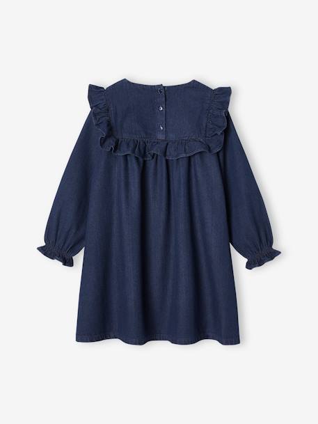 Ruffled Dress in Light Denim, for Girls deep blue 