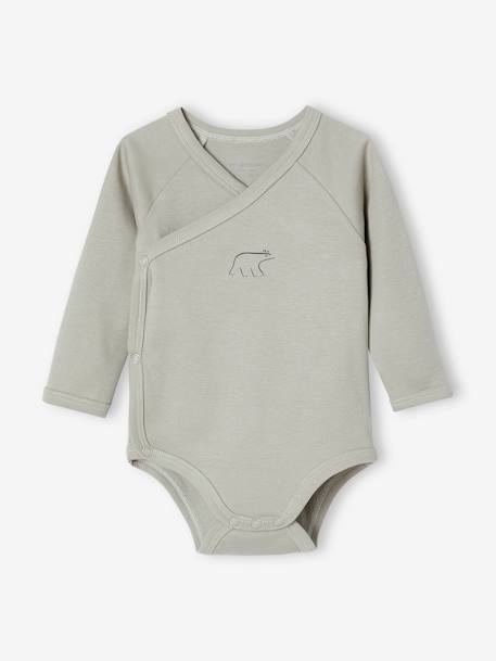 Pack of 5 Long Sleeve Bodysuits in Organic Cotton for Newborn Babies beige 