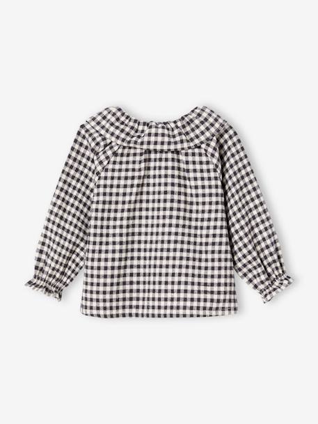 Gingham Blouse with Frilled Collar for Baby Girls chequered black 