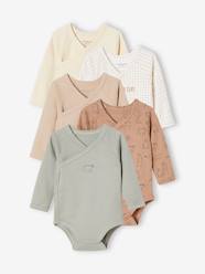 Baby-Pack of 5 Long Sleeve Bodysuits in Organic Cotton for Newborn Babies