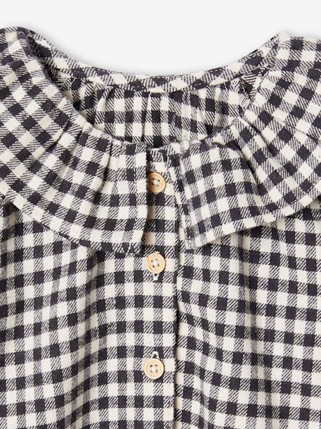 Gingham Blouse with Frilled Collar for Baby Girls chequered black 