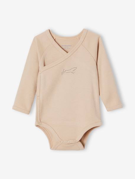 Pack of 5 Long Sleeve Bodysuits in Organic Cotton for Newborn Babies beige 