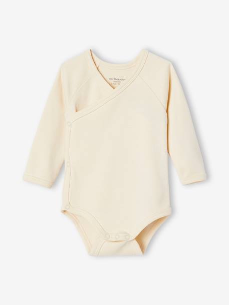 Pack of 5 Long Sleeve Bodysuits in Organic Cotton for Newborn Babies beige 