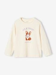 Girls-Tops-T-Shirts-Long Sleeve Dog T-Shirt for Girls