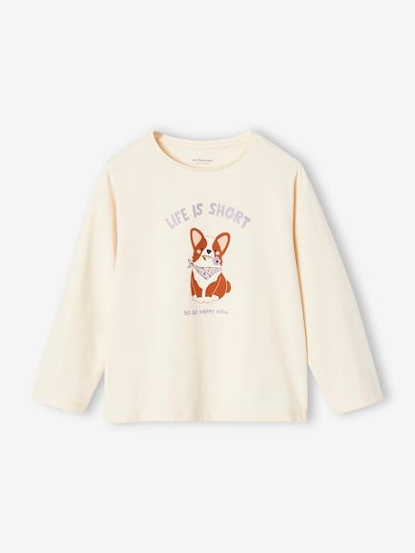 Long Sleeve Dog T-Shirt for Girls vanilla 