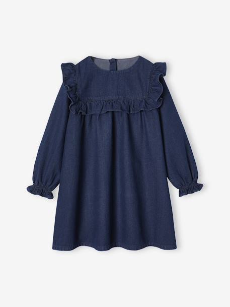 Ruffled Dress in Light Denim, for Girls deep blue 