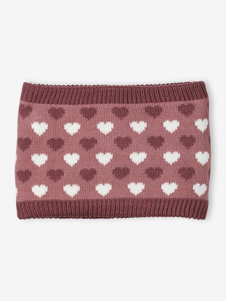 Hearts Beanie, Snood & Gloves Set for Girls grey blue 