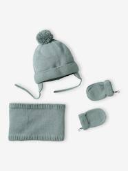 -Beanie + Snood + Mittens Set for Baby Boys, Basics