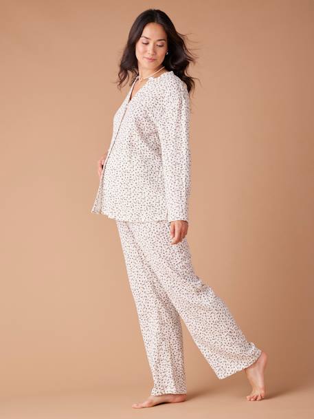 Pyjamas for Maternity in Cotton Gauze, ENVIE DE FRAISE ecru 