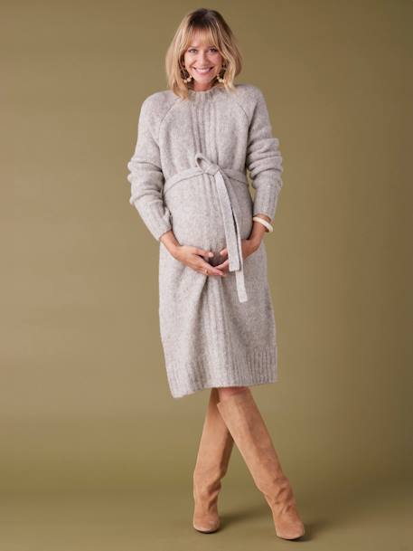 Knitted Dress for Maternity by Envie de Fraise pearly grey 