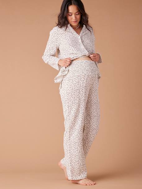 Pyjamas for Maternity in Cotton Gauze, ENVIE DE FRAISE ecru 