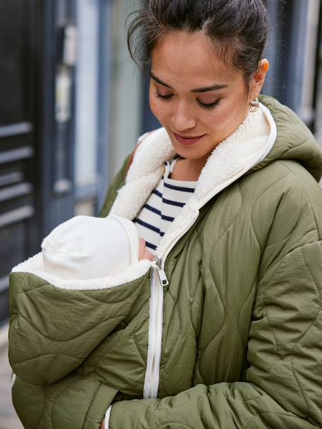 Adaptive & Reversible Padded Jacket, for Maternity & Babywearing by ENVIE DE FRAISE khaki 