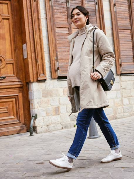 Progressive Parka with Detachable Gloves for Maternity & Babywearing, ENVIE DE FRAISE beige 