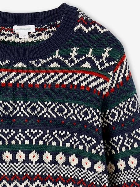 Jacquard Knit Jumper, Round Neckline, for Boys night blue 