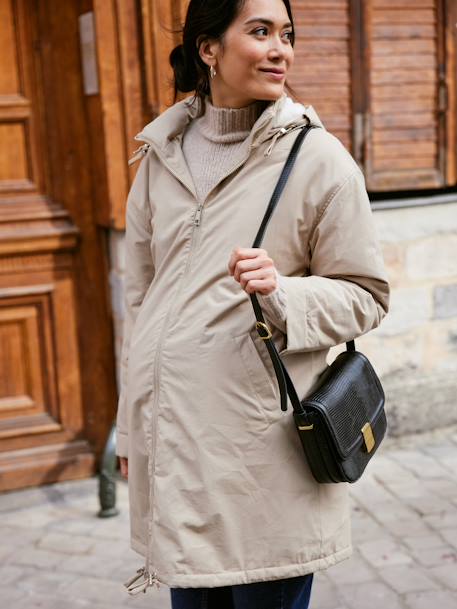 Progressive Parka with Detachable Gloves for Maternity & Babywearing, ENVIE DE FRAISE beige 