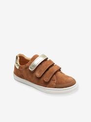 Shoes-Girls Footwear-Trainers-Hook-and-Loop Trainers in Leather for Girls