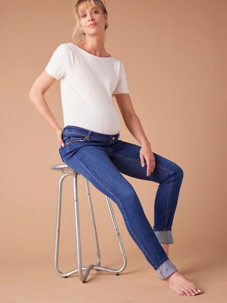 Skinny Leg Jeans for Maternity, ENVIE DE FRAISE black denim+deep blue 