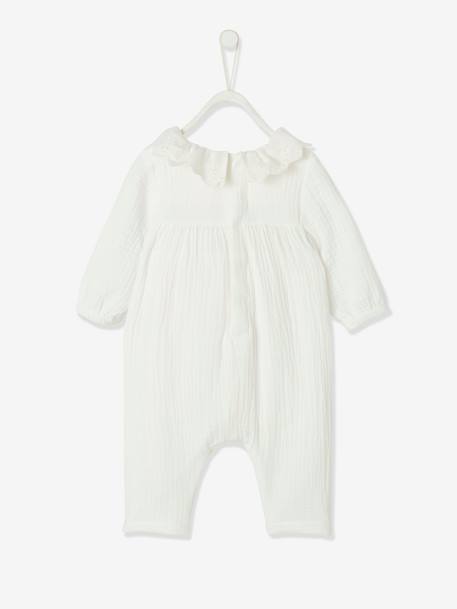 Jumpsuit for Baby, in Cotton Gauze cappuccino+White 