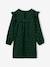 Dress with Ruffles on the Shoulders, in Cotton Gauze fir green+rosy 