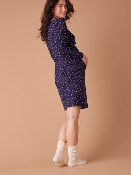 Floral Dress for Maternity by ENVIE DE FRAISE navy blue 