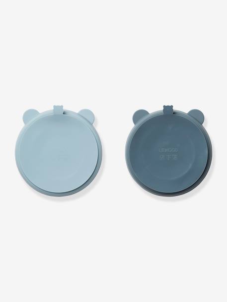 2-piece Stacy compartment plates - LIEWOOD blue+rose 