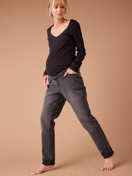 Slim Leg Jeans for Maternity, ENVIE DE FRAISE brut denim+denim grey 