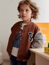 -College-Type Jacket in Fleece, Patch in Bouclé Knit, for Boys