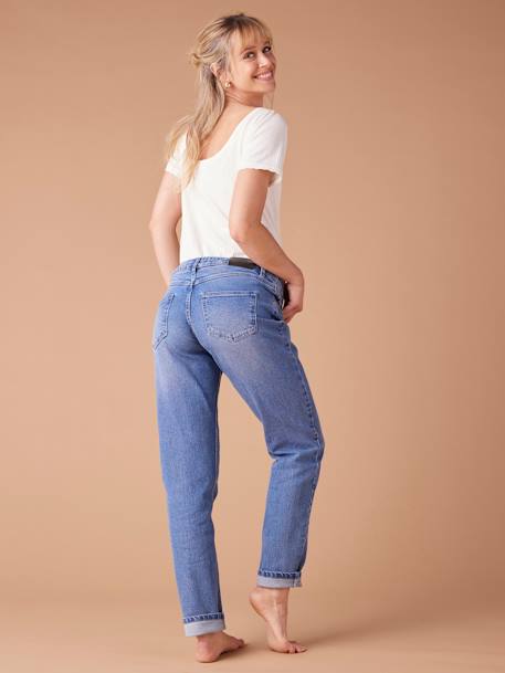 Mom Jeans with Removable Belly Band for Maternity, ENVIE DE FRAISE deep blue+stone 