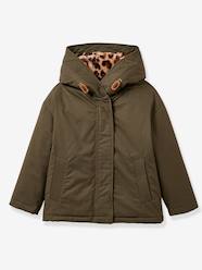 Girls-CYRILLUS leopard-lined parka for girls