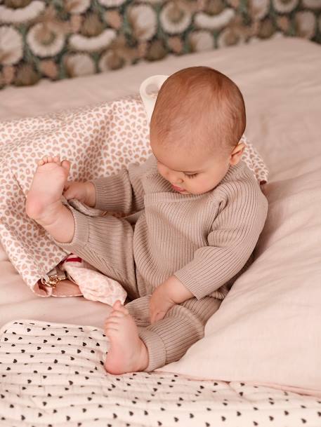 Knitted Trousers + Booties Ensemble for Babies beige 