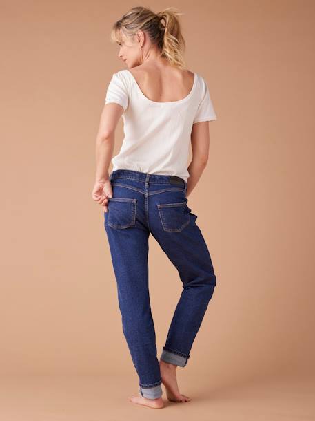 Mom Jeans with Removable Belly Band for Maternity, ENVIE DE FRAISE deep blue+stone 