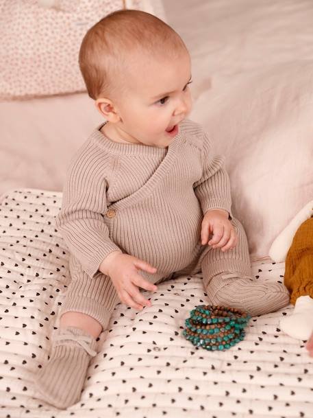 Knitted Trousers + Booties Ensemble for Babies beige 