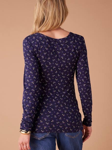 Floral Printed Top for Maternity, Fiona by ENVIE DE FRAISE navy blue 