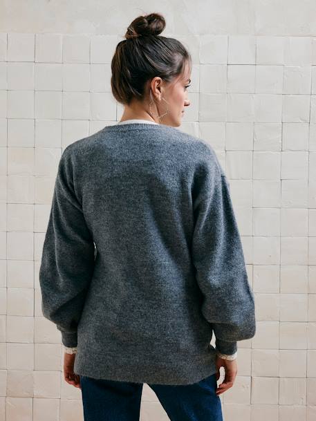 Long Wrap-Over Style Jumper, Maternity & Nursing Special marl grey 