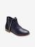 Leather Boots with Zip & Elastic, for Girls black+camel+navy blue 