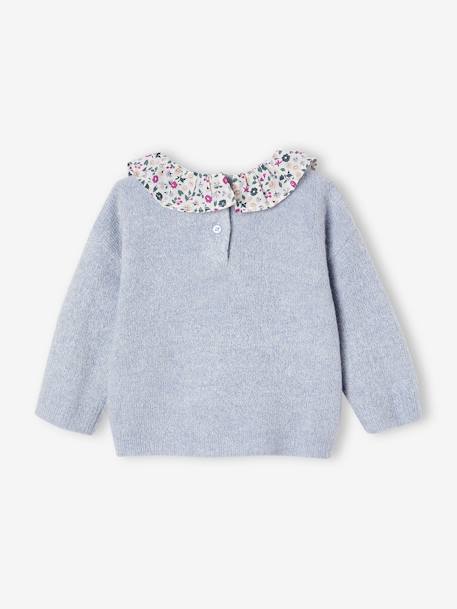 Jumper with Fancy Floral Collar, for Babies marl blue+mauve 