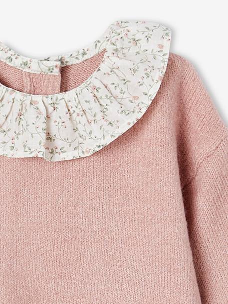 Jumper with Fancy Floral Collar, for Babies marl blue+mauve 