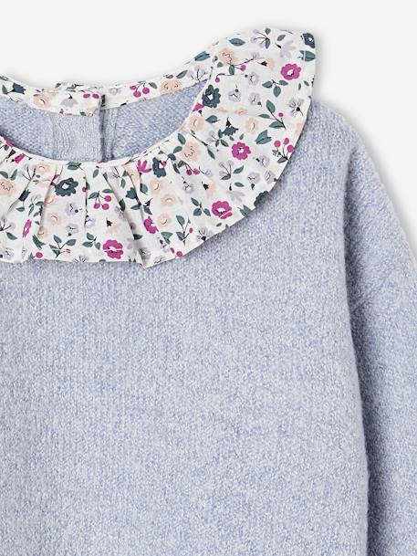 Jumper with Fancy Floral Collar, for Babies marl blue+mauve 