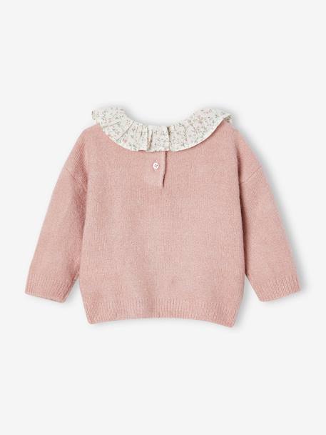 Jumper with Fancy Floral Collar, for Babies marl blue+mauve 