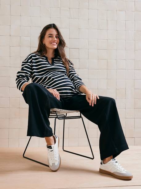 Striped Baggy T-Shirt in Organic Cotton for Maternity black 