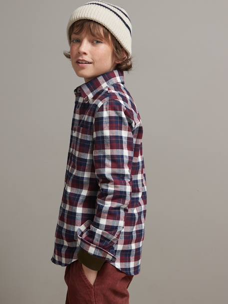 CYRILLUS cotton flannel boys' shirt bordeaux red 