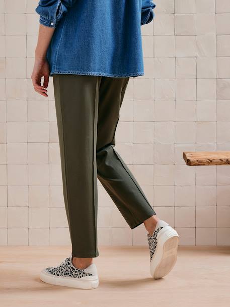 Straight Cut Trousers in Milano Knit for Maternity khaki 