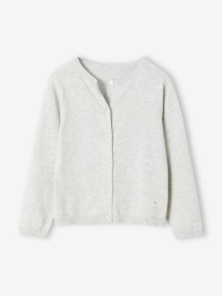 Fine Knit Basics Cardigan for Girls almond green+blush+emerald green+marl grey+navy blue+rosy+sky blue+vanilla 