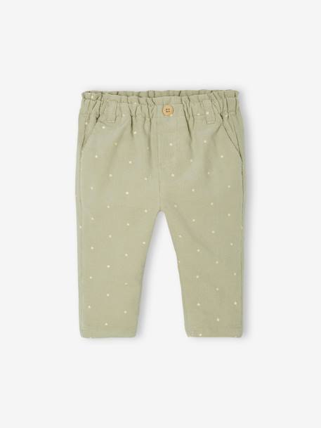 Corduroy Paperbag Trousers for Babies aqua green+navy blue 