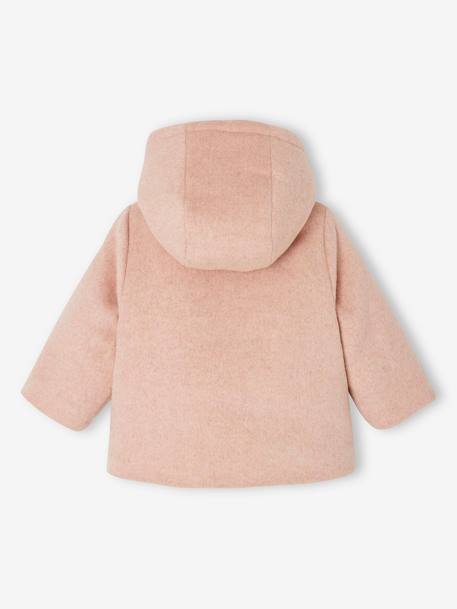 Coat in Woollen Cloth for Babies marl grey+rose 