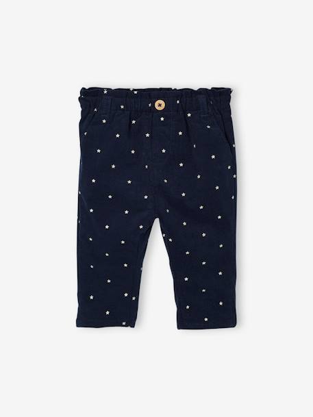 Corduroy Paperbag Trousers for Babies aqua green+navy blue 