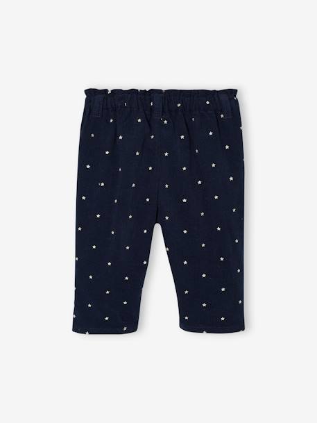 Corduroy Paperbag Trousers for Babies aqua green+navy blue 