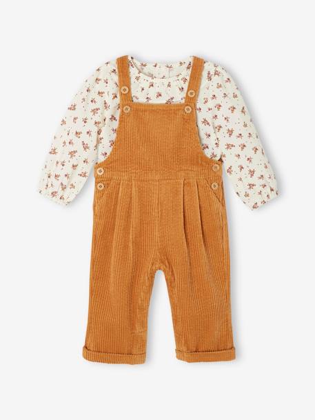 Blouse + Dungarees Outfit for Babies caramel+old rose 